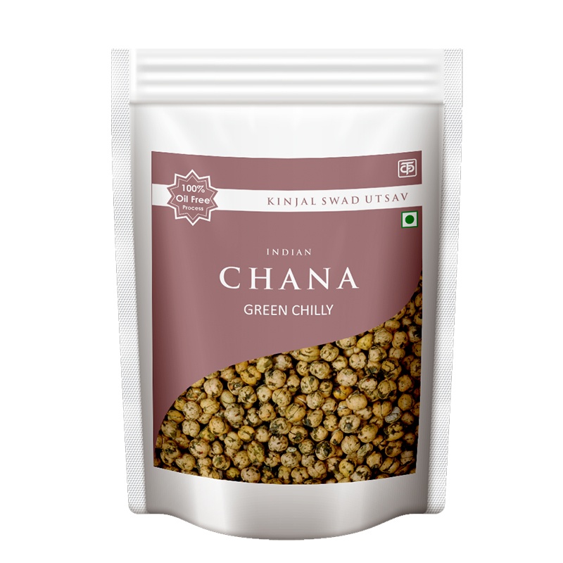 roasted green chilly chana is 100% oil free processed.