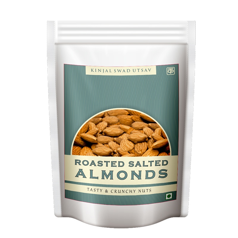 Swad Utsav salted almonds is 100 % oil free processed with salty taste, soft yet crunchy texture.